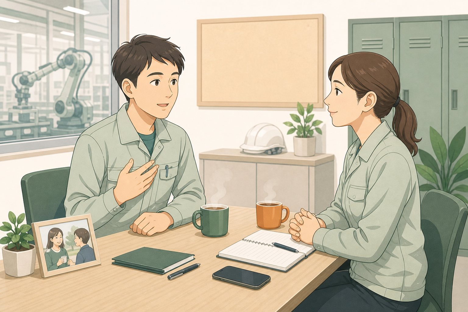 一人で抱え込まずに相談しようの内容を表すイラスト
