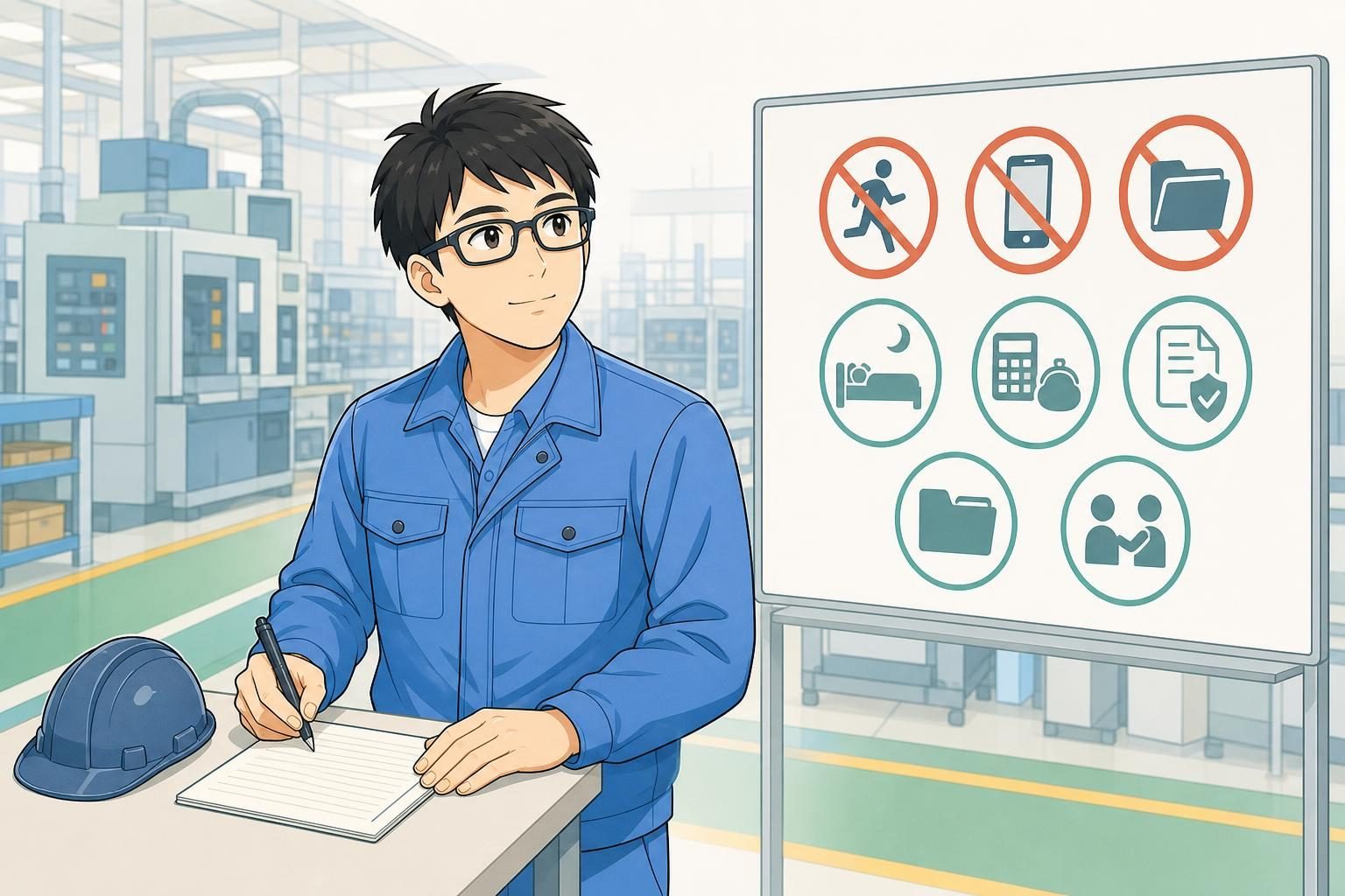 会社が潰れそうなときに避けたい行動の内容を表すイラスト