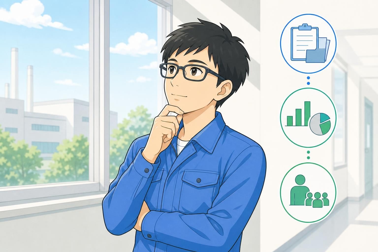 会社が潰れる前に今日からできる備えの内容を表すイラスト