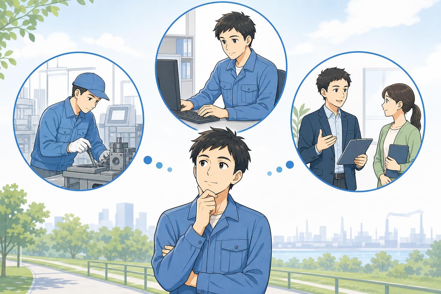 転職先は同業・別職種・異業種を条件ごとに比べますの内容を表すイラスト