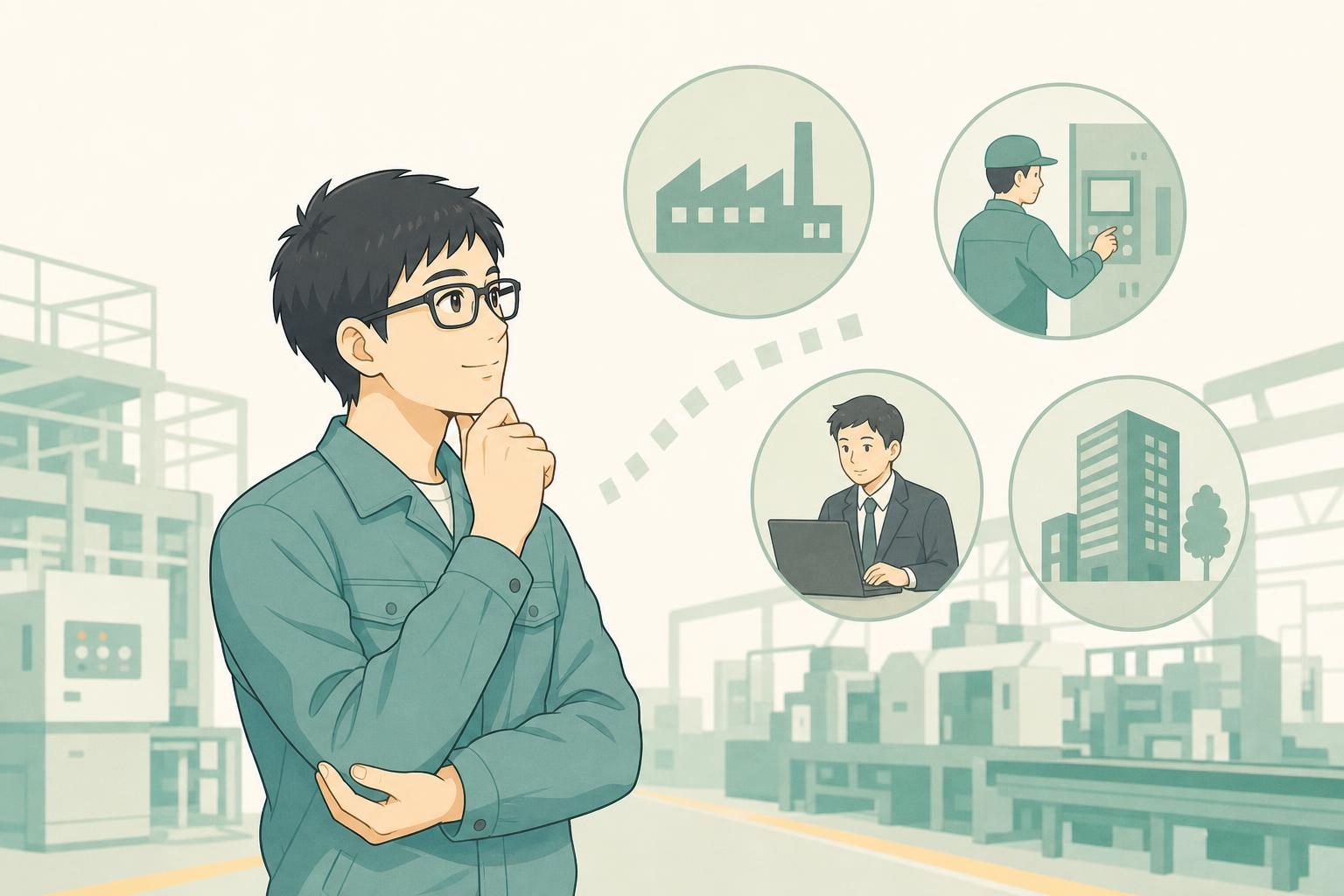 30歳の工場勤務経験を整理し、自分に合う道を選びましょうの内容を表すイラスト