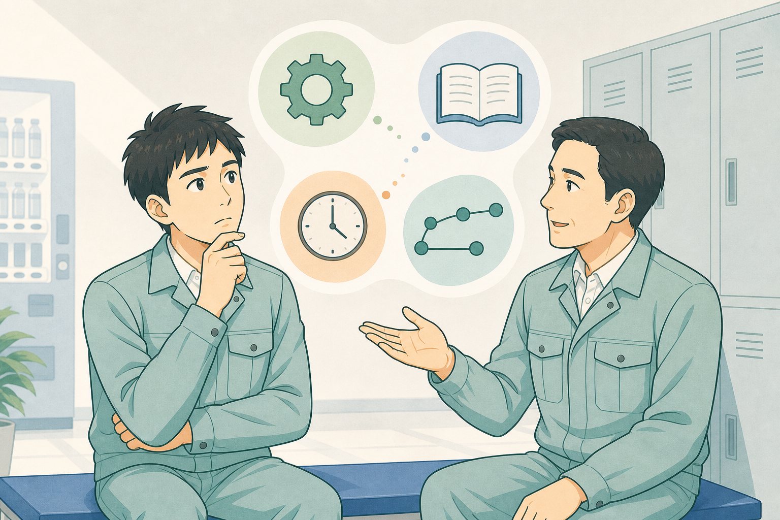 仕事で成長できないと感じる主な原因の内容を表すイラスト