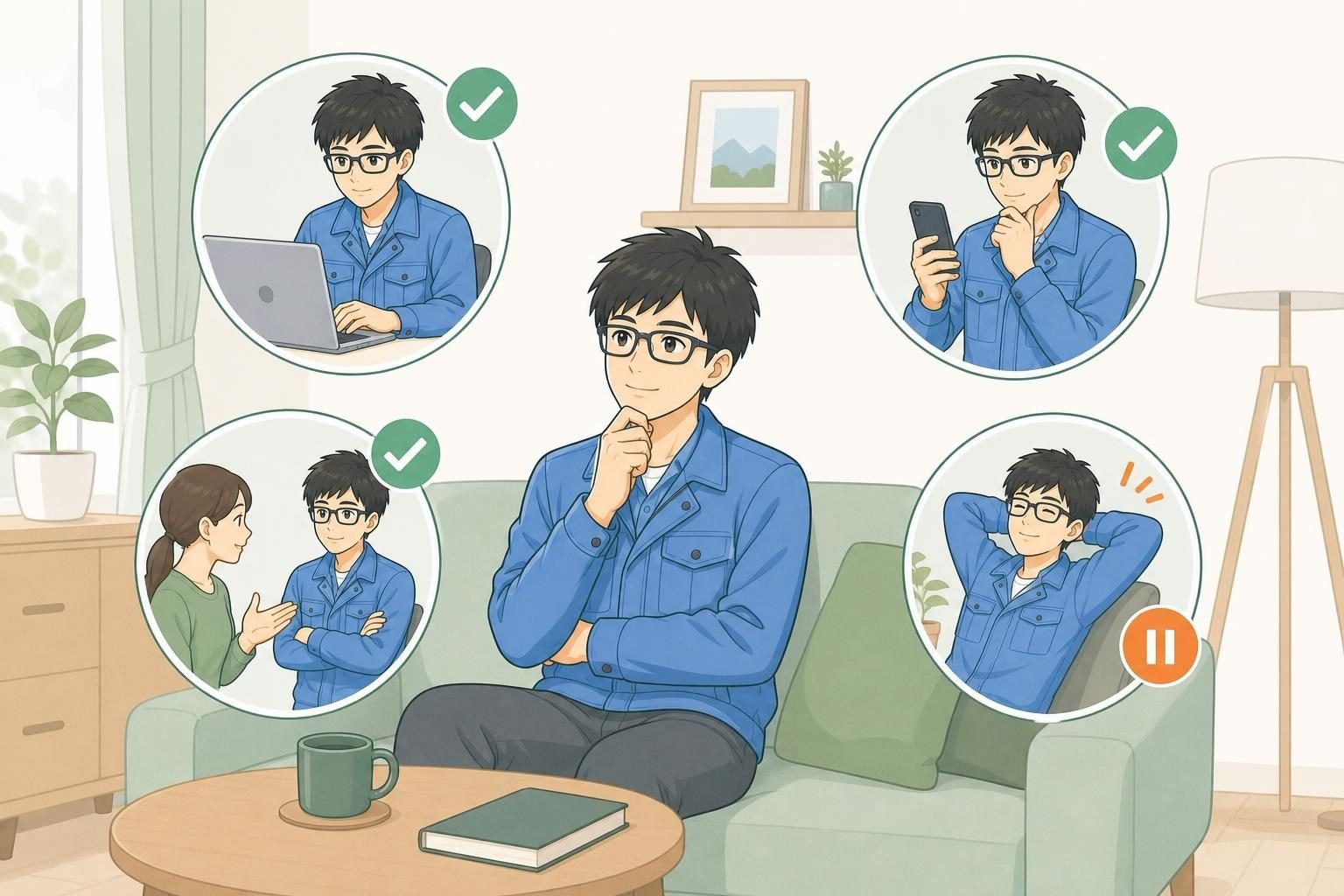 利用する・併用する・今は転職しないをどう選ぶ？の内容を表すイラスト
